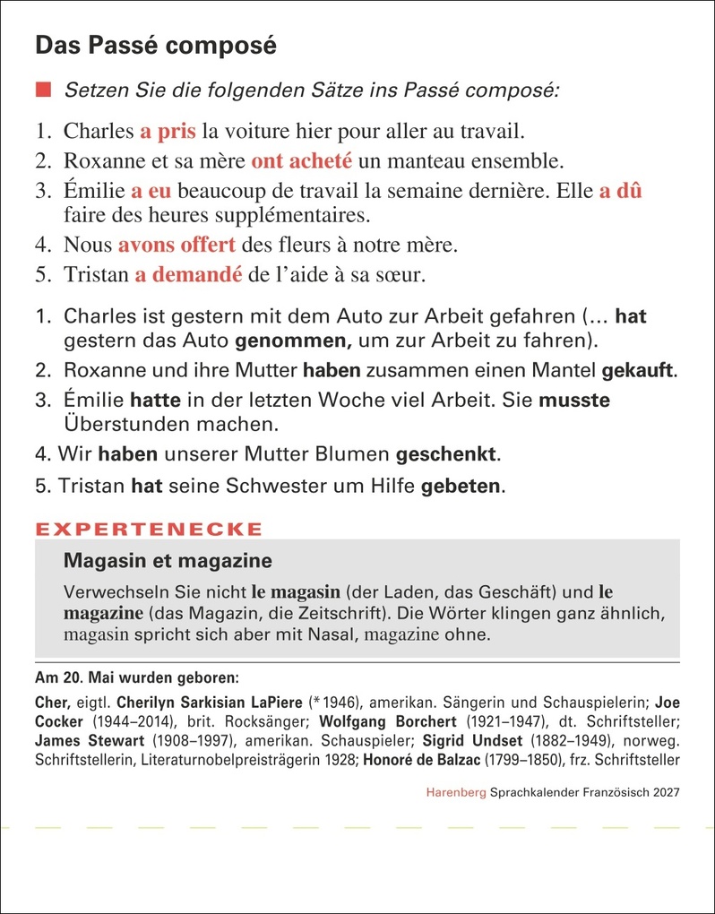 Weitere Ansicht: Französisch Sprachkalender 2027 - Französisch lernen leicht gemacht - Tagesabreißkalender | Olivia Tournadre