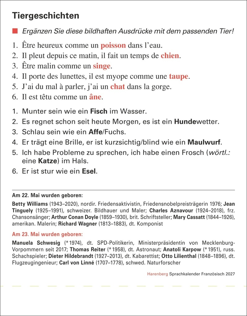Weitere Ansicht: Französisch Sprachkalender 2027 - Französisch lernen leicht gemacht - Tagesabreißkalender | Olivia Tournadre