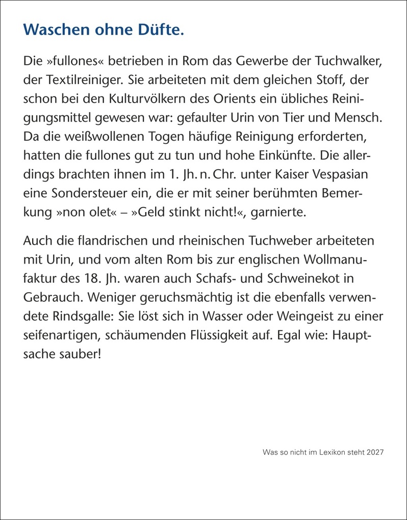 Weitere Ansicht: Was so nicht im Lexikon steht Tagesabreißkalender 2027 - Kuriositäten, Histörchen und merkwürdige Geschichten | Joachim Heimannsberg