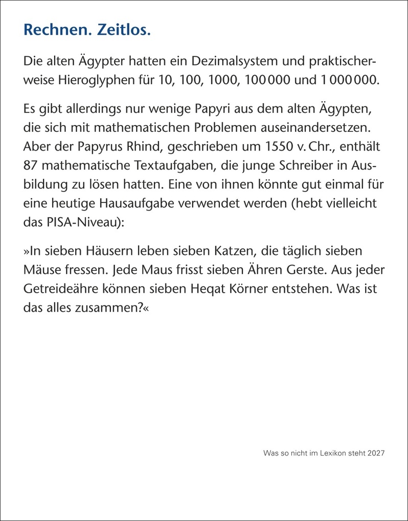 Weitere Ansicht: Was so nicht im Lexikon steht Tagesabreißkalender 2027 - Kuriositäten, Histörchen und merkwürdige Geschichten | Joachim Heimannsberg