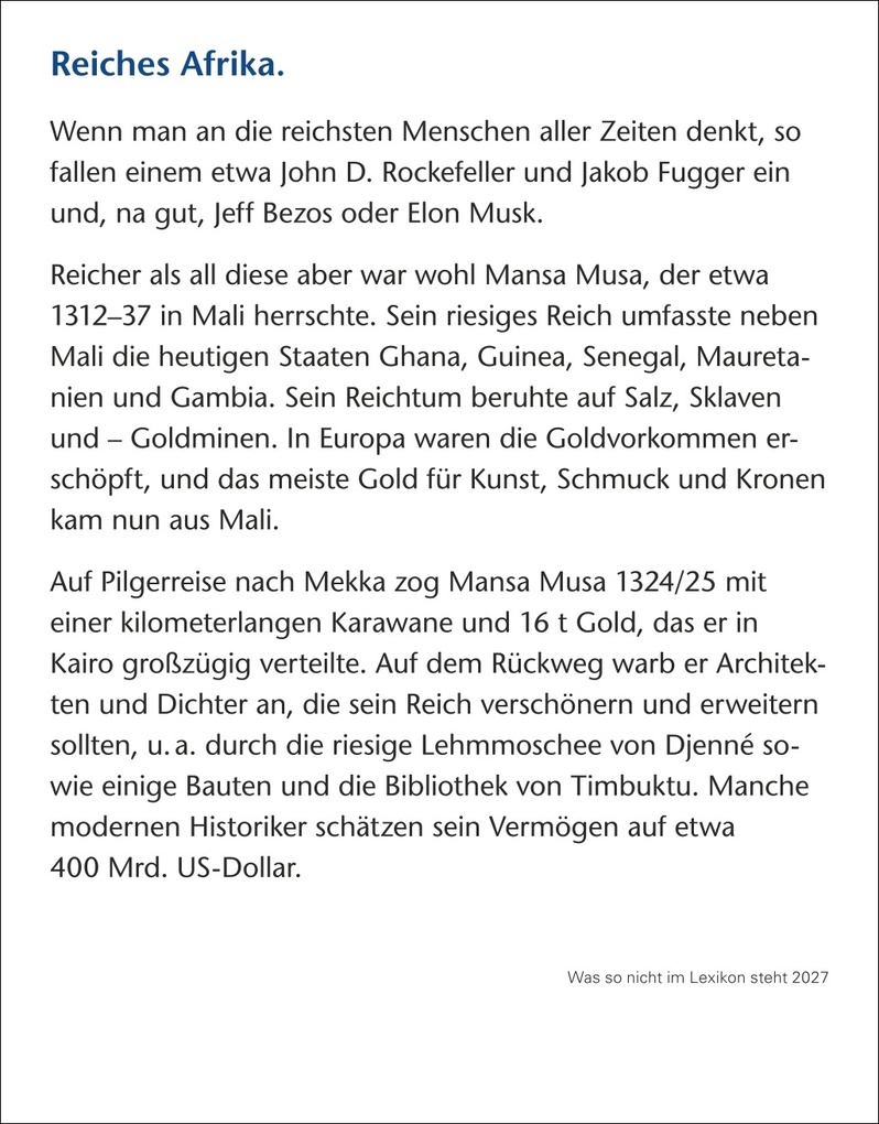 Weitere Ansicht: Was so nicht im Lexikon steht Tagesabreißkalender 2027 - Kuriositäten, Histörchen und merkwürdige Geschichten | Joachim Heimannsberg