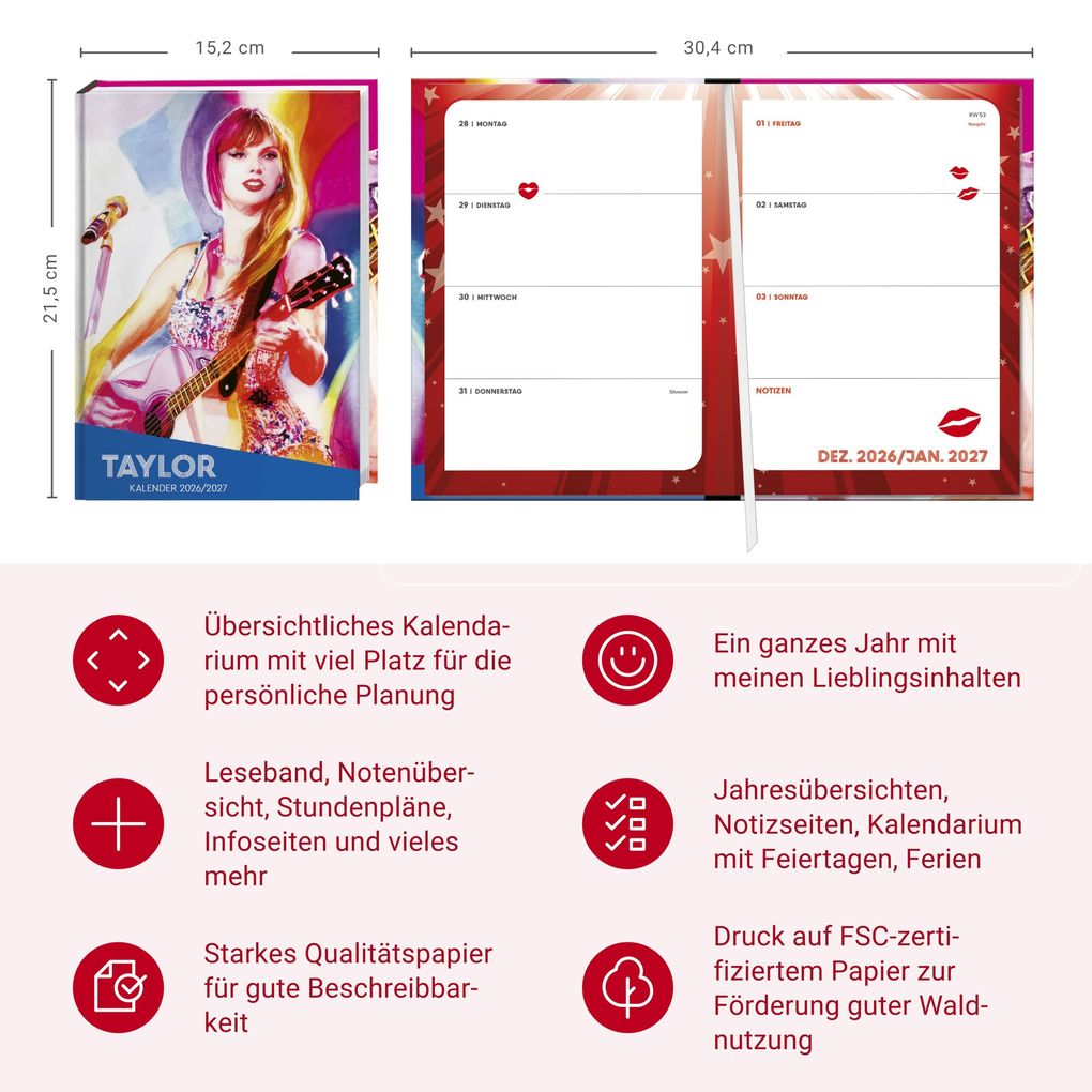Weitere Ansicht: Taylor 17-Monats-Kalenderbuch A5 2027 - 17 Monate. Von August 2026 bis Dezember 2027