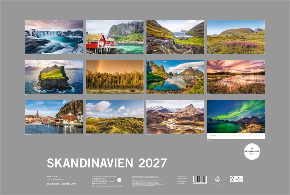Weitere Ansicht: Skandinavien Globetrotter Kalender 2027 - Von stillen Wäldern, Seen und Fjorden