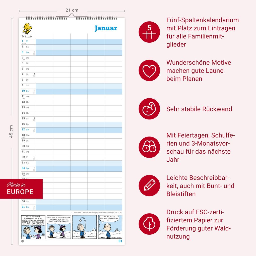 Weitere Ansicht: Peanuts Familienplaner 2027