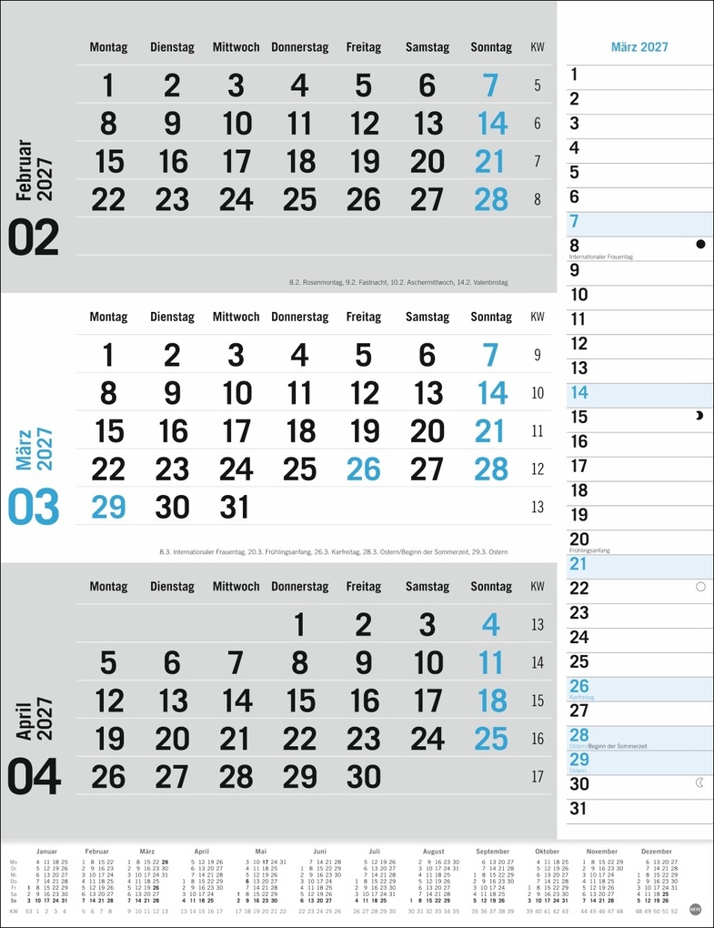 Weitere Ansicht: 3-Monats-Planer, blau 2027