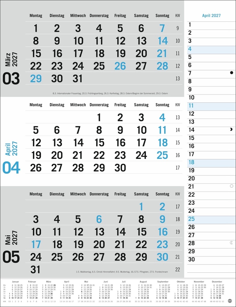 Weitere Ansicht: 3-Monats-Planer, blau 2027