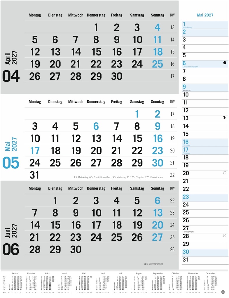 Weitere Ansicht: 3-Monats-Planer, blau 2027