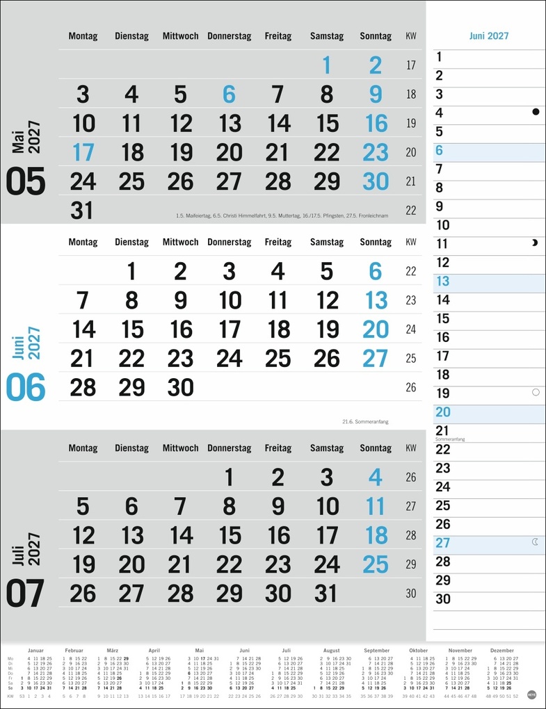 Weitere Ansicht: 3-Monats-Planer, blau 2027