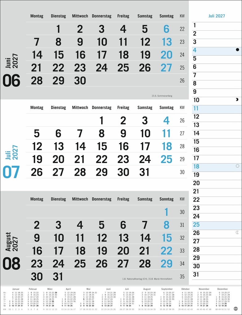 Weitere Ansicht: 3-Monats-Planer, blau 2027