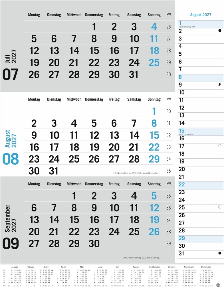 Weitere Ansicht: 3-Monats-Planer, blau 2027
