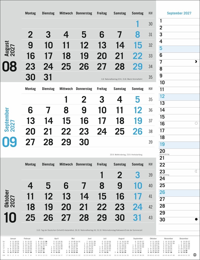 Weitere Ansicht: 3-Monats-Planer, blau 2027