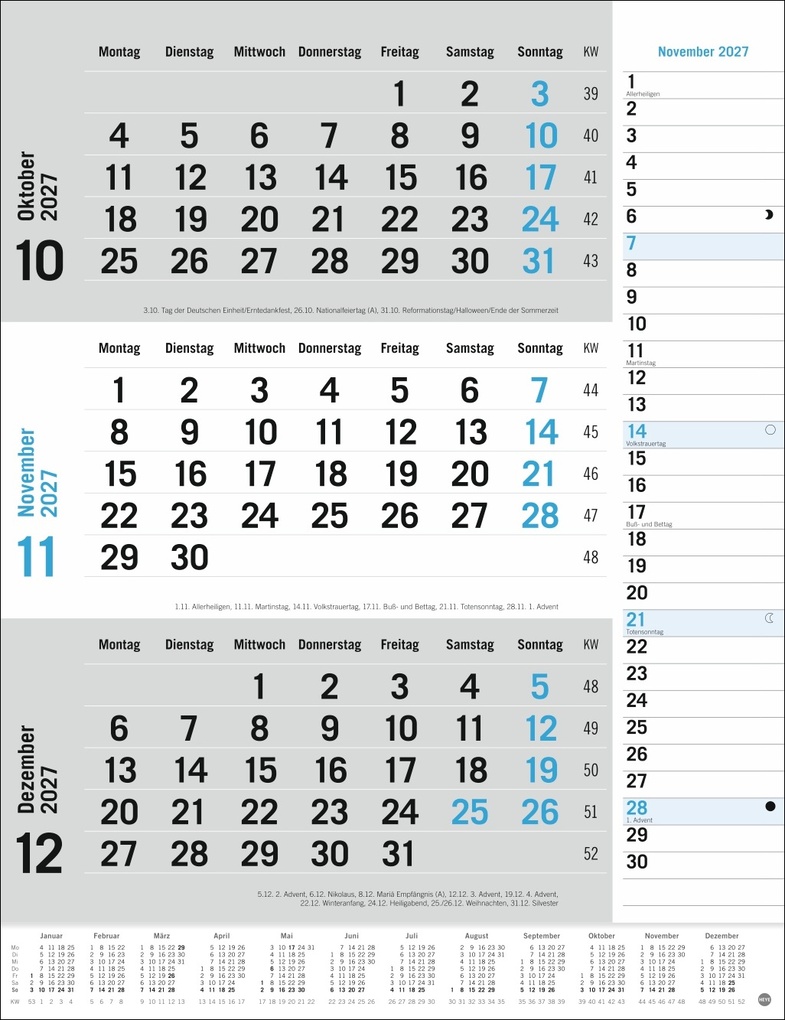 Weitere Ansicht: 3-Monats-Planer, blau 2027