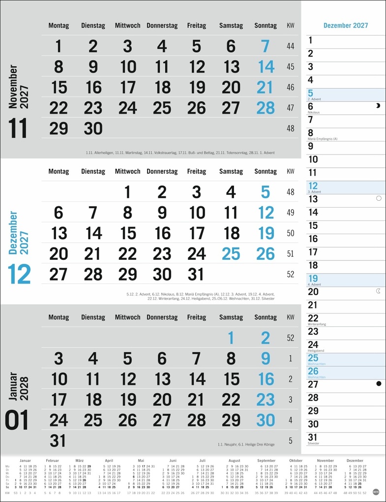 Weitere Ansicht: 3-Monats-Planer, blau 2027