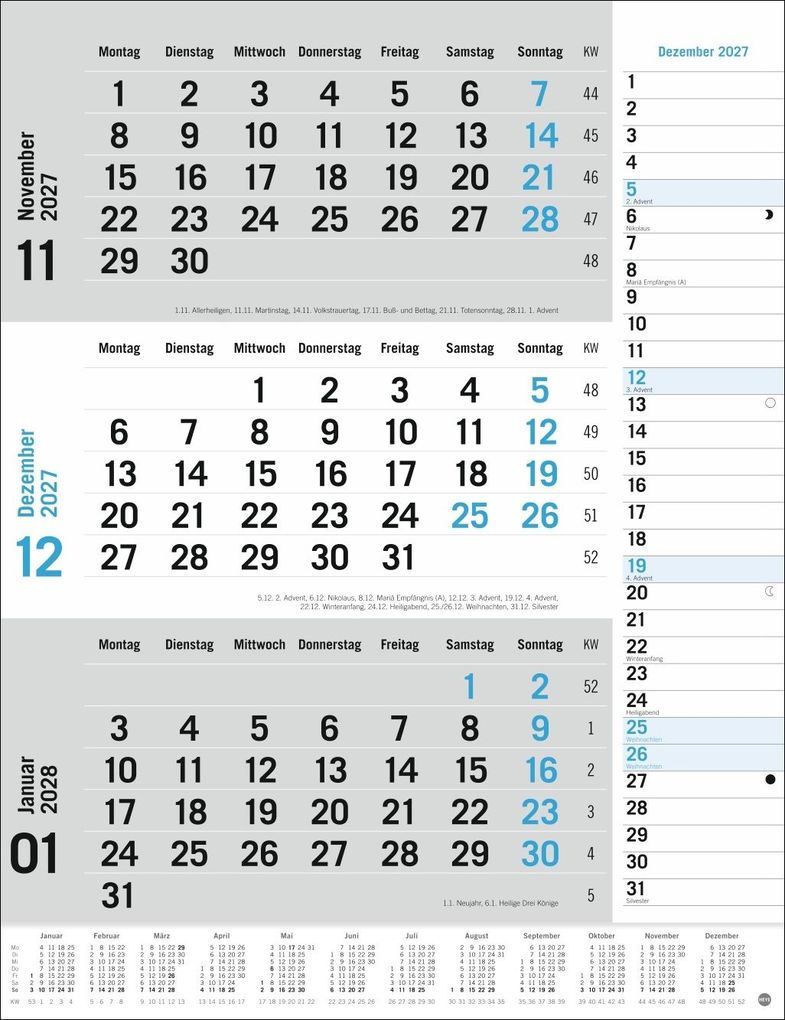Weitere Ansicht: 3-Monats-Planer, blau 2027