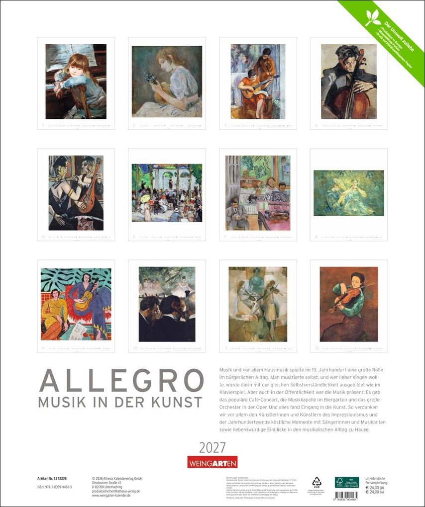 Weitere Ansicht: Allegro - Musik in der Kunst Kalender 2027 - Musik in der Kunst