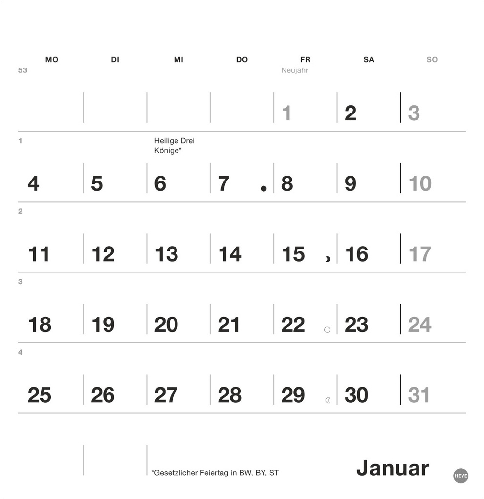 Weitere Ansicht: Black&White Monatsplaner zum Aufstellen 2027