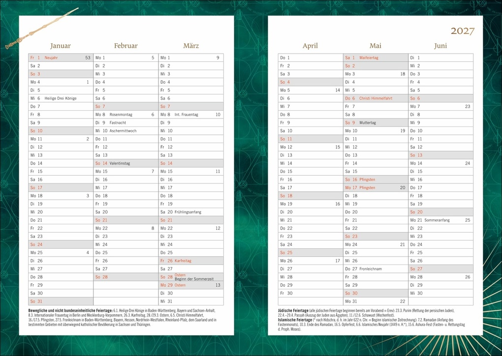 Weitere Ansicht: Harry Potter 17-Monats-Kalenderbuch A5 2027 - 17 Monate. Von August 2026 bis Dezember 2027