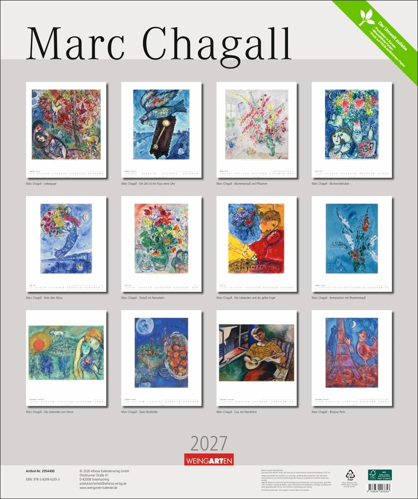 Weitere Ansicht: Marc Chagall Kalender 2027 | Marc Chagall