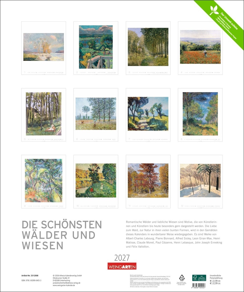 Weitere Ansicht: Die schönsten Wälder und Wiesen Kalender 2027 | Pierre Bonnard, Henri Matisse, Claude Monet