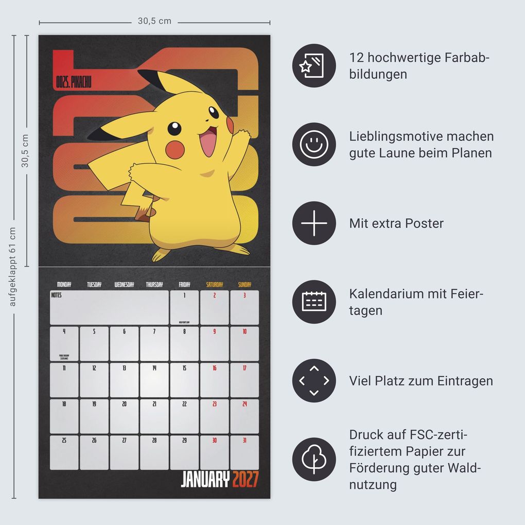Weitere Ansicht: Pokémon Broschurkalender 2027