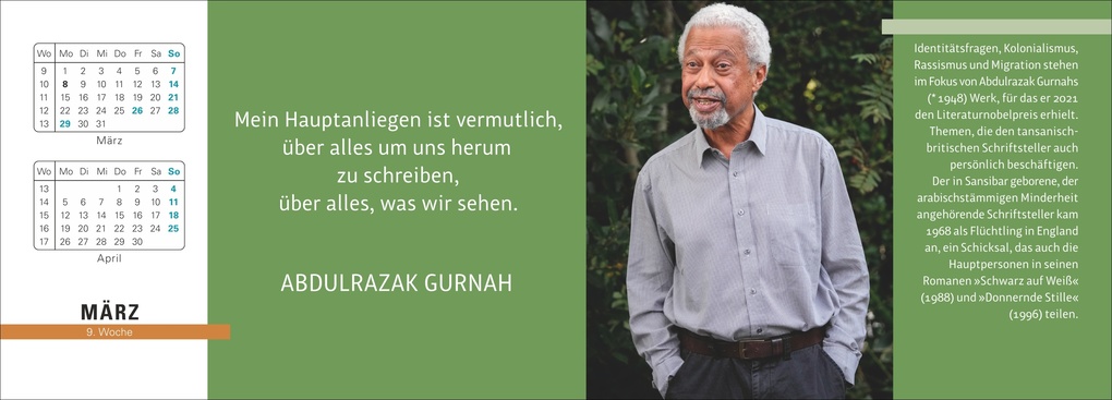Weitere Ansicht: Der literarische Premium-Tischplaner 2027 - Wochenkalender mit Zitaten und Biografien ausgewählter Autorinnen und Autoren | Ulrike Issel
