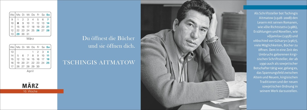 Weitere Ansicht: Der literarische Premium-Tischplaner 2027 - Wochenkalender mit Zitaten und Biografien ausgewählter Autorinnen und Autoren | Ulrike Issel