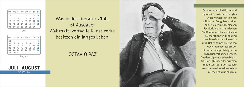 Weitere Ansicht: Der literarische Premium-Tischplaner 2027 - Wochenkalender mit Zitaten und Biografien ausgewählter Autorinnen und Autoren | Ulrike Issel
