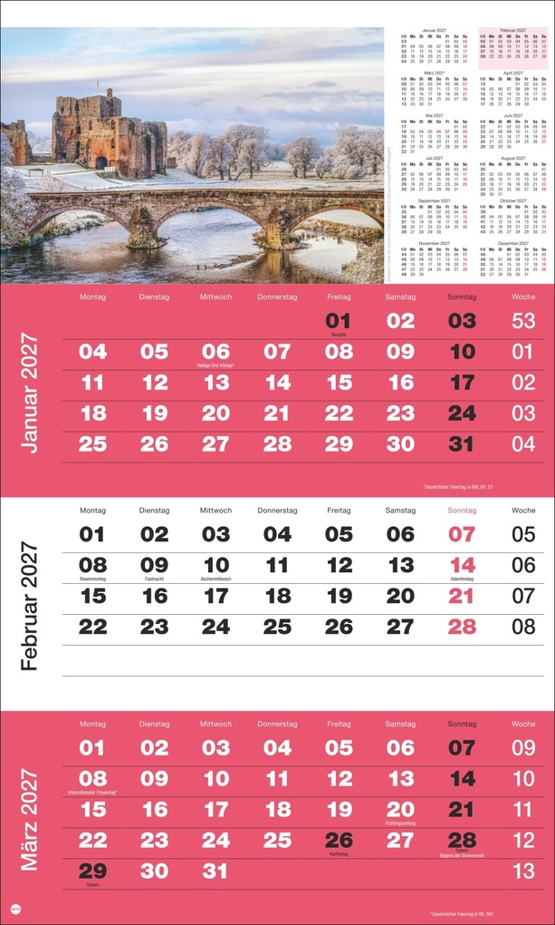 Weitere Ansicht: 3-Monatsplaner Foto Traumziele 2027