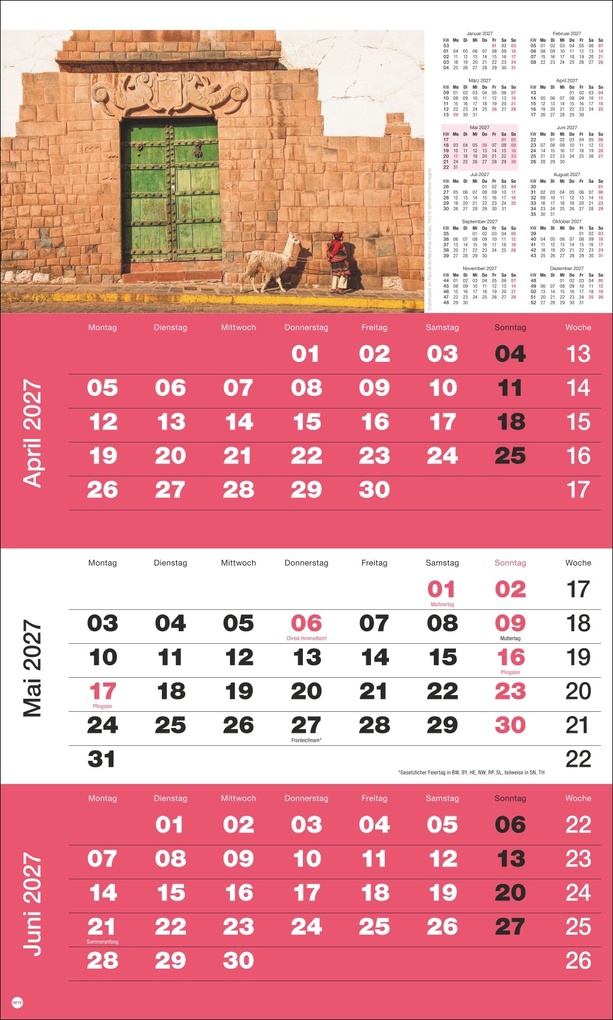 Weitere Ansicht: 3-Monatsplaner Foto Traumziele 2027