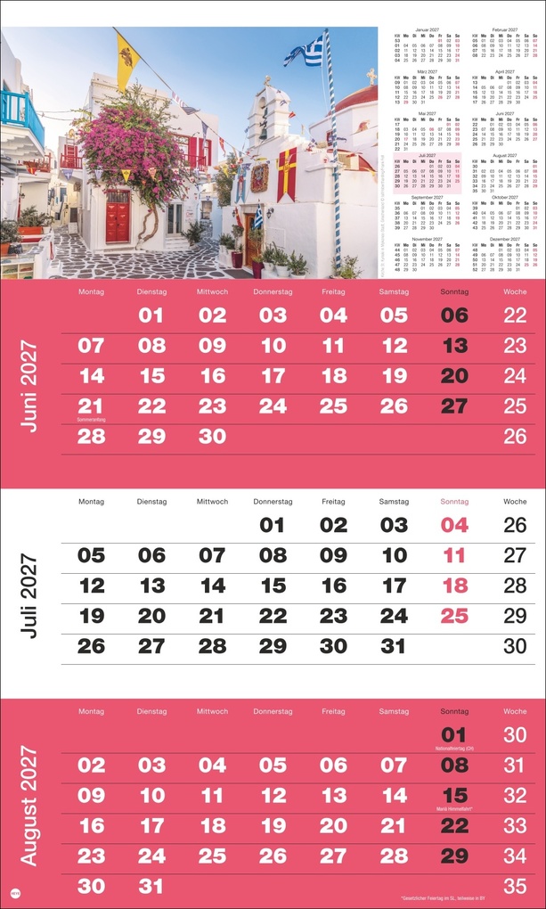 Weitere Ansicht: 3-Monatsplaner Foto Traumziele 2027