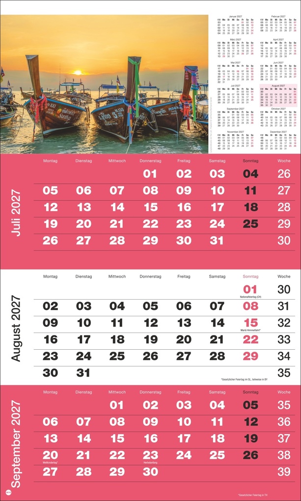 Weitere Ansicht: 3-Monatsplaner Foto Traumziele 2027