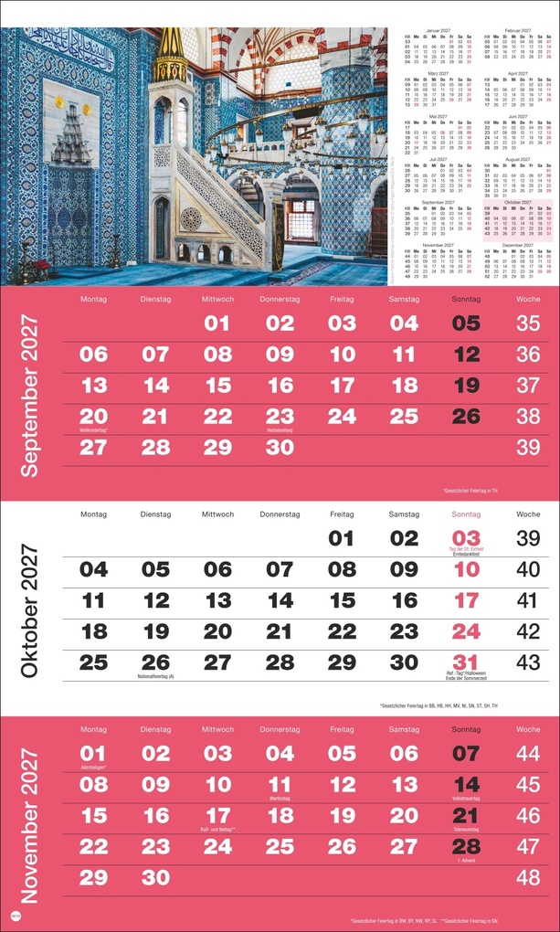 Weitere Ansicht: 3-Monatsplaner Foto Traumziele 2027