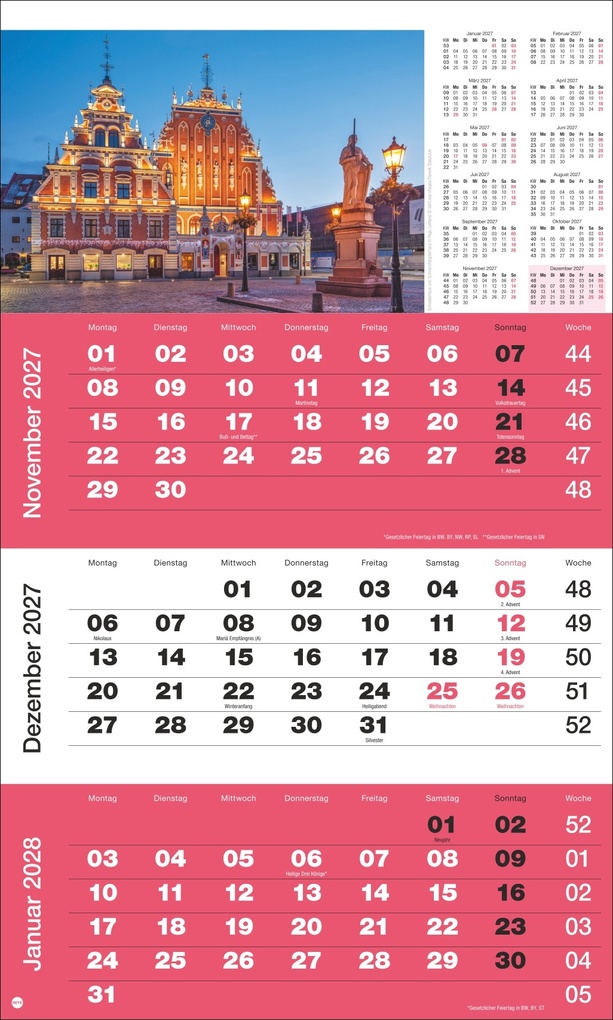 Weitere Ansicht: 3-Monatsplaner Foto Traumziele 2027