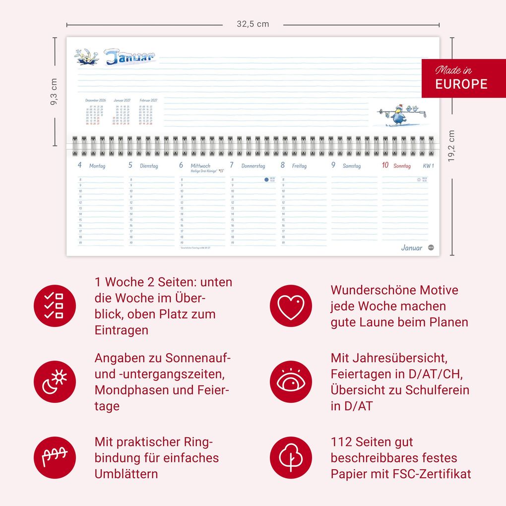 Weitere Ansicht: Helme Heine: Wochenquerplaner 2027 | Helme Heine