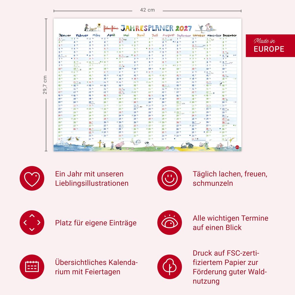 Weitere Ansicht: Helme Heine: Tafelkalender A3 2027 | Helme Heine