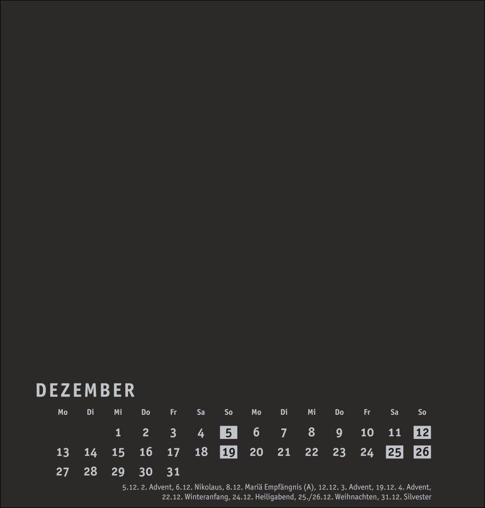 Weitere Ansicht: Premium-Bastelkalender schwarz mittel 2027