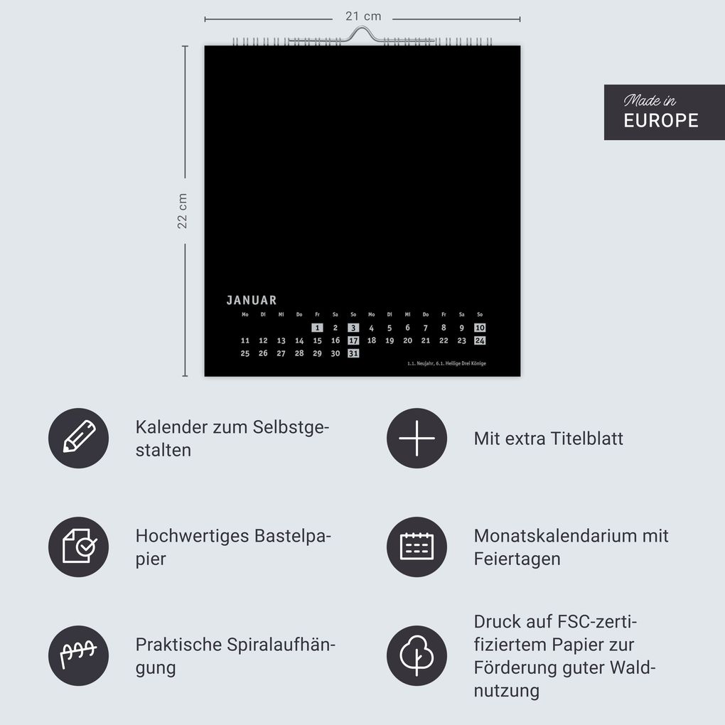 Weitere Ansicht: Premium-Bastelkalender schwarz mittel 2027