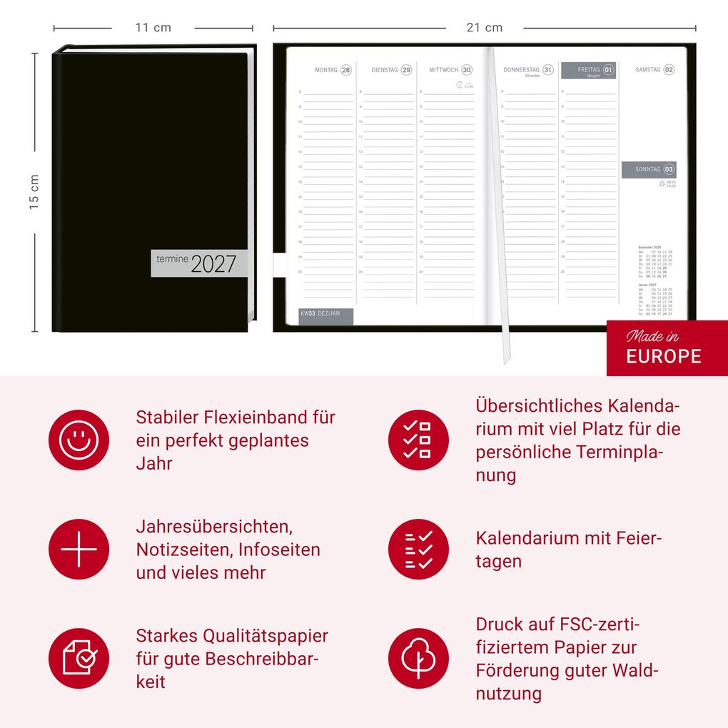 Weitere Ansicht: times&more Kalenderbuch schwarz 2027
