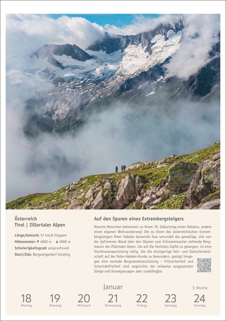 Weitere Ansicht: Wanderlust Wochen-Kulturkalender 2027 - 53 Touren von der Küste bis zu den Alpen | Pröttel Michael