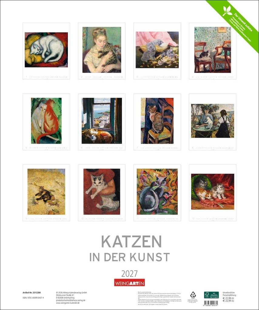 Weitere Ansicht: Katzen in der Kunst Edition Kalender 2027 | Franz Marc, Paula Modersohn-Becker, Suzanne Valadon
