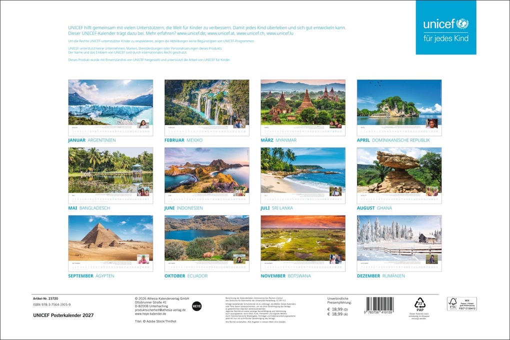 Weitere Ansicht: Unicef Posterkalender 2027