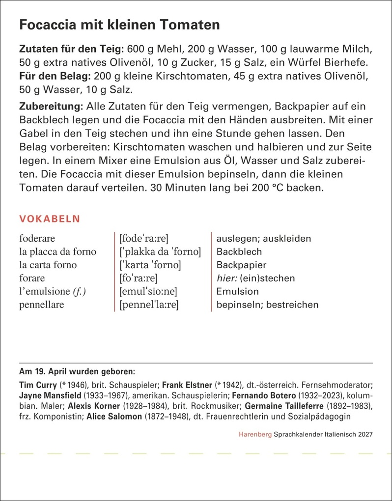 Weitere Ansicht: Italienisch Sprachkalender 2027 - Italienisch lernen leicht gemacht - Tagesabreißkalender | Carlotta Rainoldi