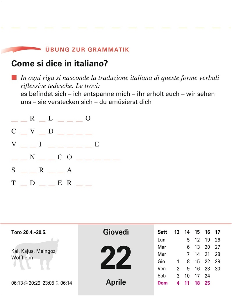 Weitere Ansicht: Italienisch Sprachkalender 2027 - Italienisch lernen leicht gemacht - Tagesabreißkalender | Carlotta Rainoldi