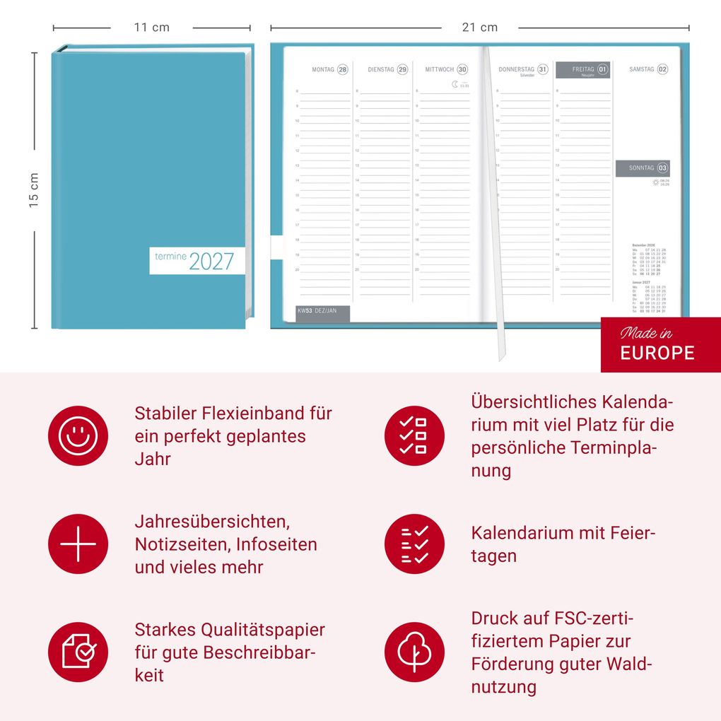Weitere Ansicht: times&more Petrol Kalenderbuch 2027