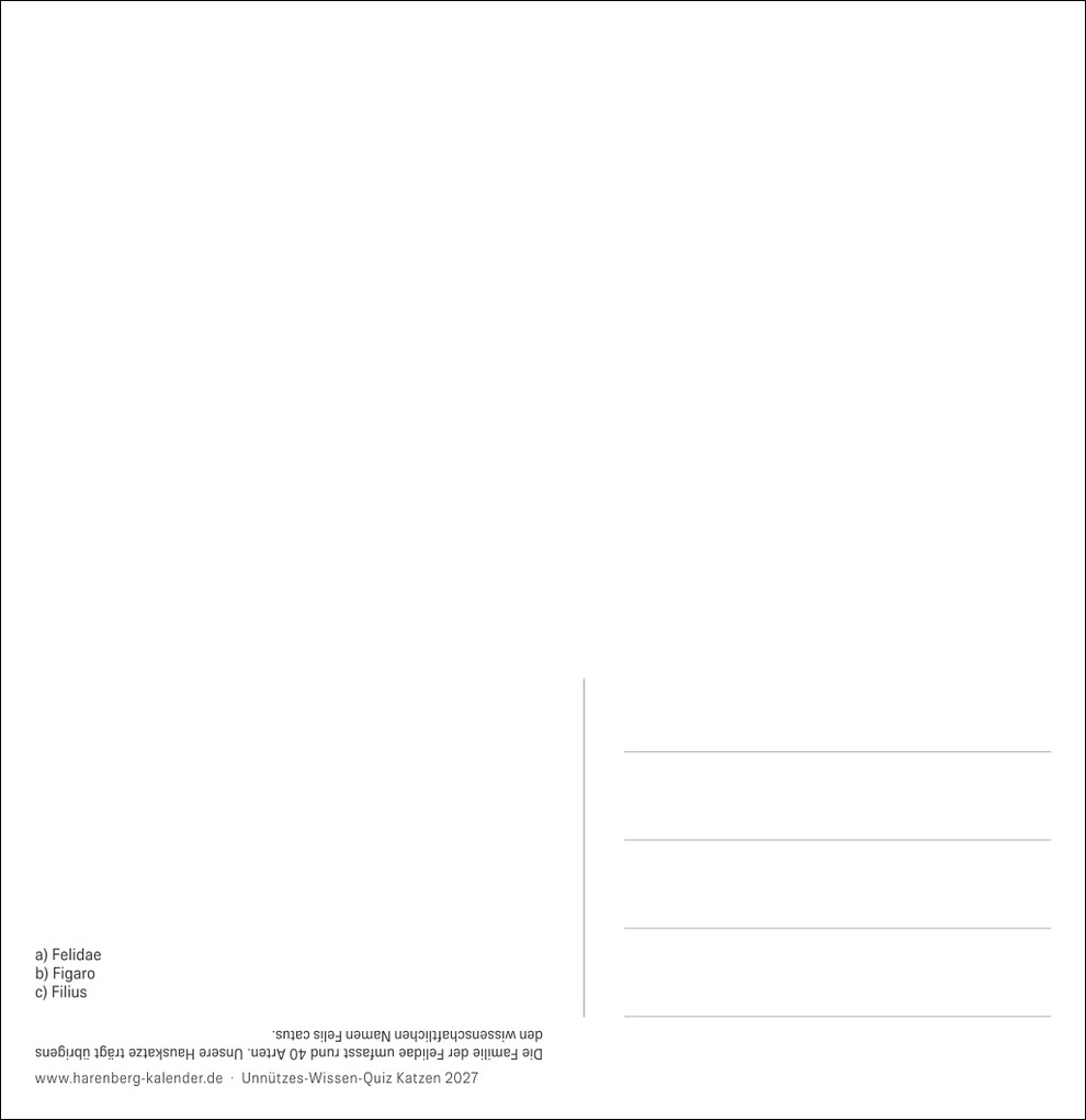 Weitere Ansicht: Unnützes-Wissen-Quiz Katzen Premium-Postkartenkalender 2027 - Kalender mit 53 Rätselkarten | Stefan Heine