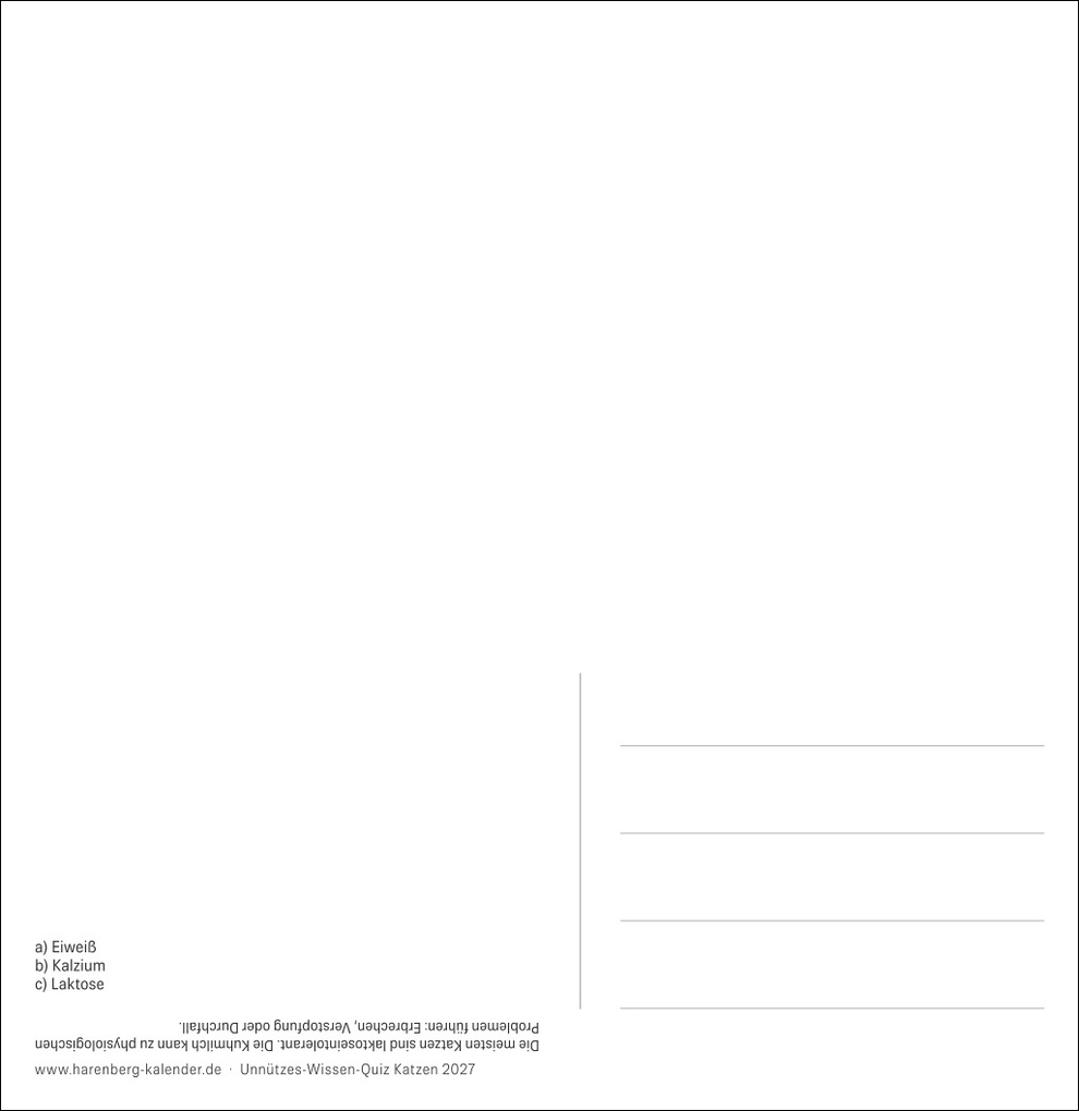 Weitere Ansicht: Unnützes-Wissen-Quiz Katzen Premium-Postkartenkalender 2027 - Kalender mit 53 Rätselkarten | Stefan Heine