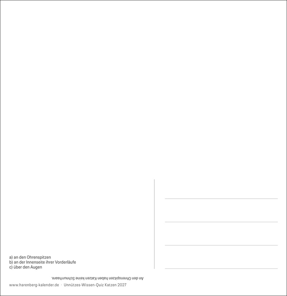 Weitere Ansicht: Unnützes-Wissen-Quiz Katzen Premium-Postkartenkalender 2027 - Kalender mit 53 Rätselkarten | Stefan Heine