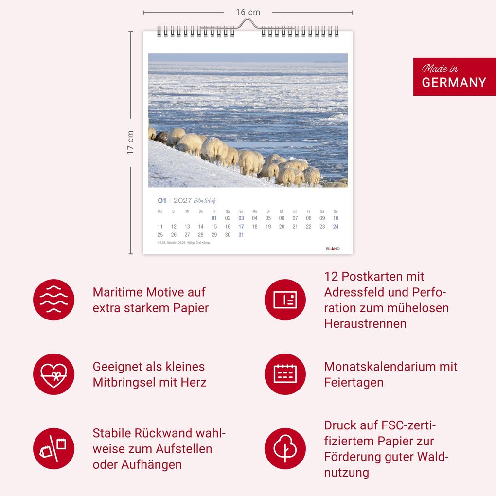 Weitere Ansicht: Extra Schaf Postkartenkalender 2027