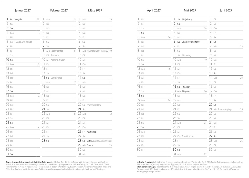 Weitere Ansicht: Kalenderbuch A6 koralle 2027
