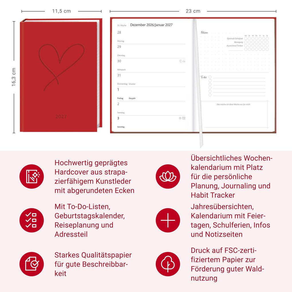 Weitere Ansicht: Kalenderbuch A6 koralle 2027